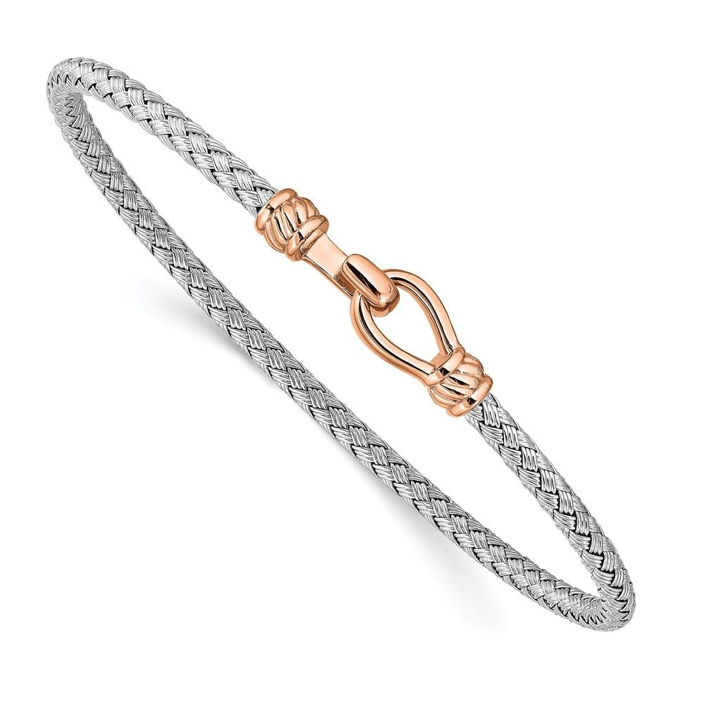 Distinctive Sterling Silver & Rose Gold-plated Flexible Cuff