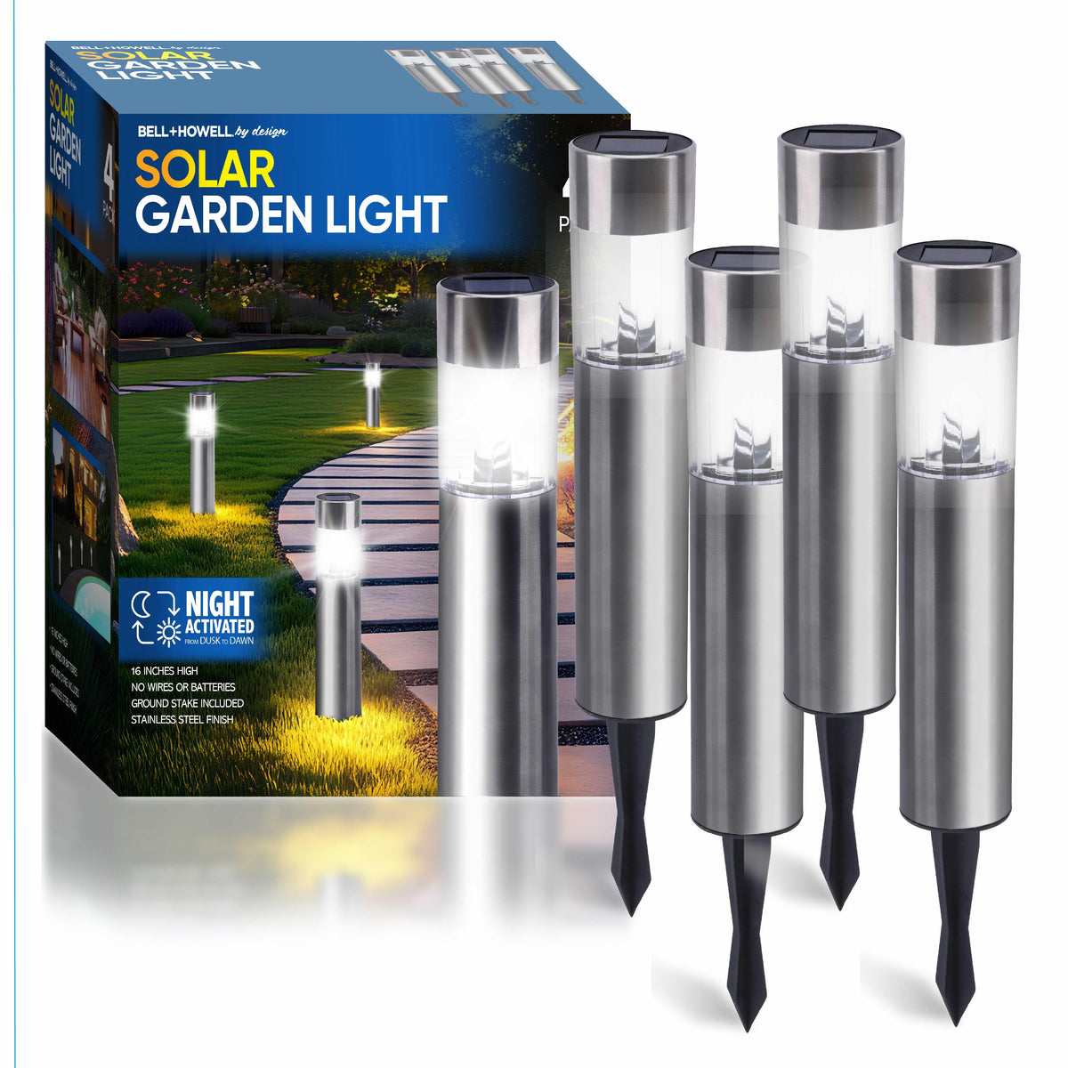 Bell + Howell Solar Stake Pathway Lights Size 4 Pack
