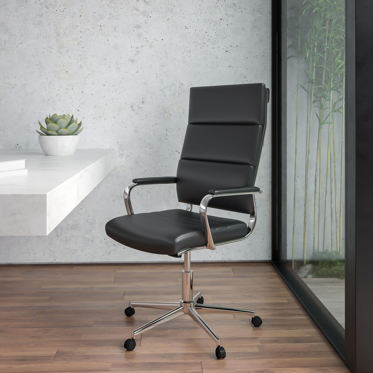 Flash Furniture High Back White LeatherSoft Contemporary Panel Executive Swivel Office Chair