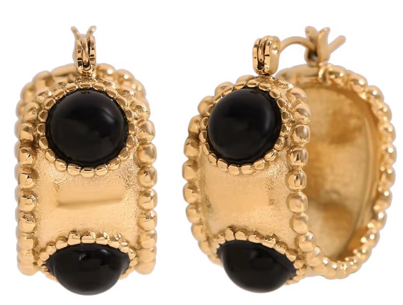 DKD Black and Gold Huggie Earrings