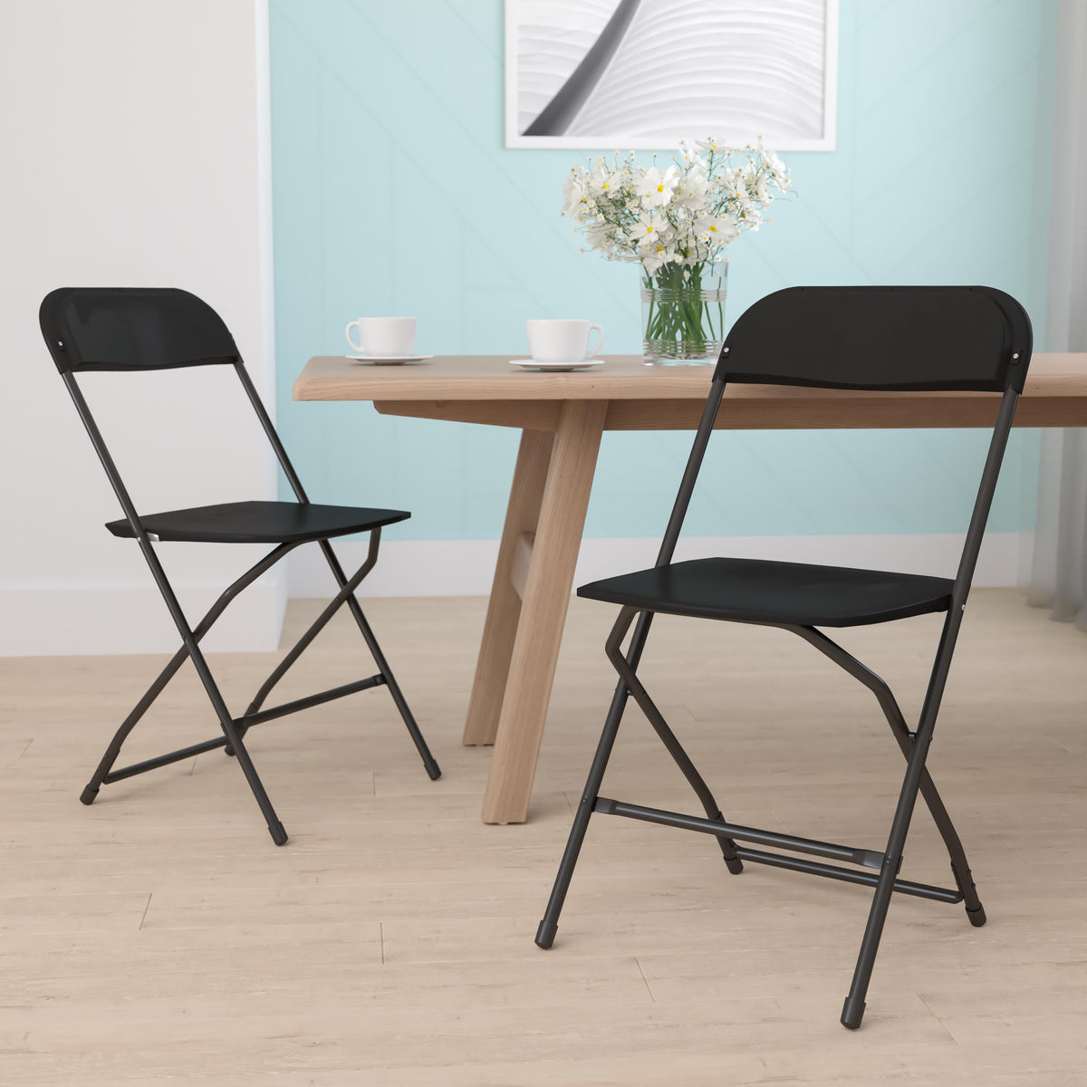 Flash Furniture Folding Chair - Beige Plastic 2 Pack 650LB Weight Capacity