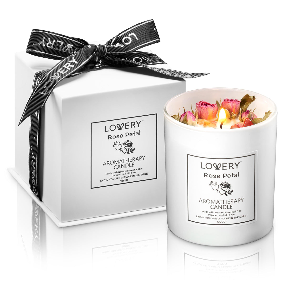 Lovery Rose Scented Candle with Dried Flowers Size 2 Pieces