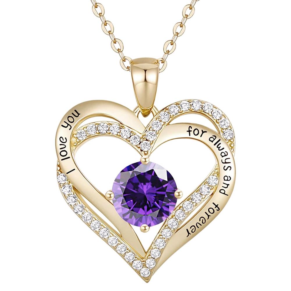 GENEVIVE Twin Purple Heart Necklace Size 18"