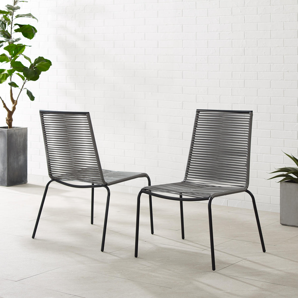 Crosley Outdoor Fenton 2Pc Stackable Wicker Outdoor Chair Set