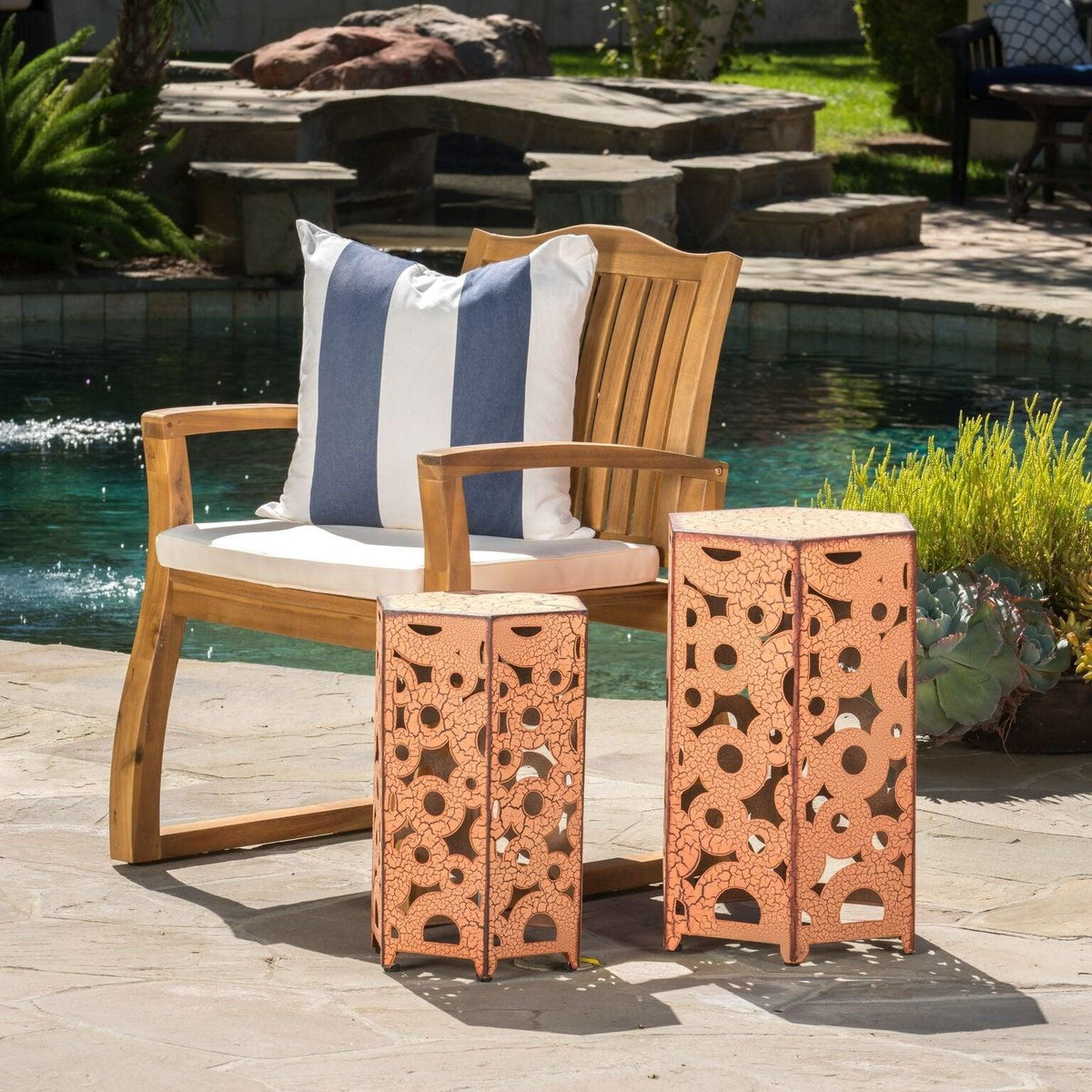 Stark Home Wayne 2Pc Antique Style Accent Tables