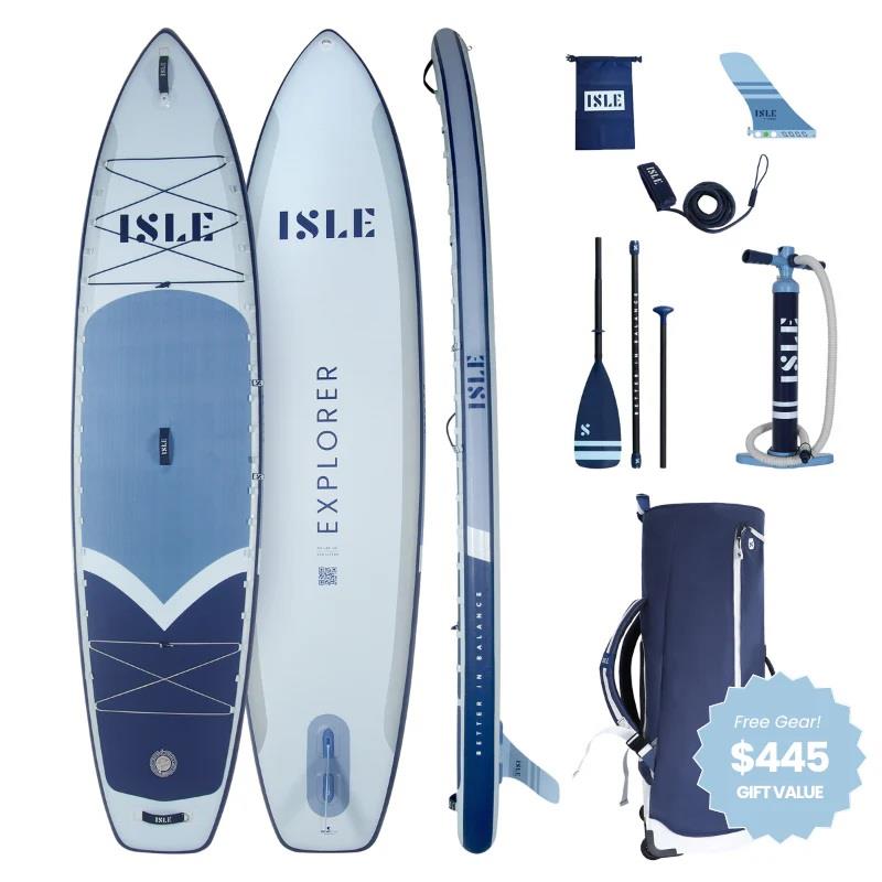 ISLE 11'6 Explorer 3 Paddle Board - Ice/Slate/Navy