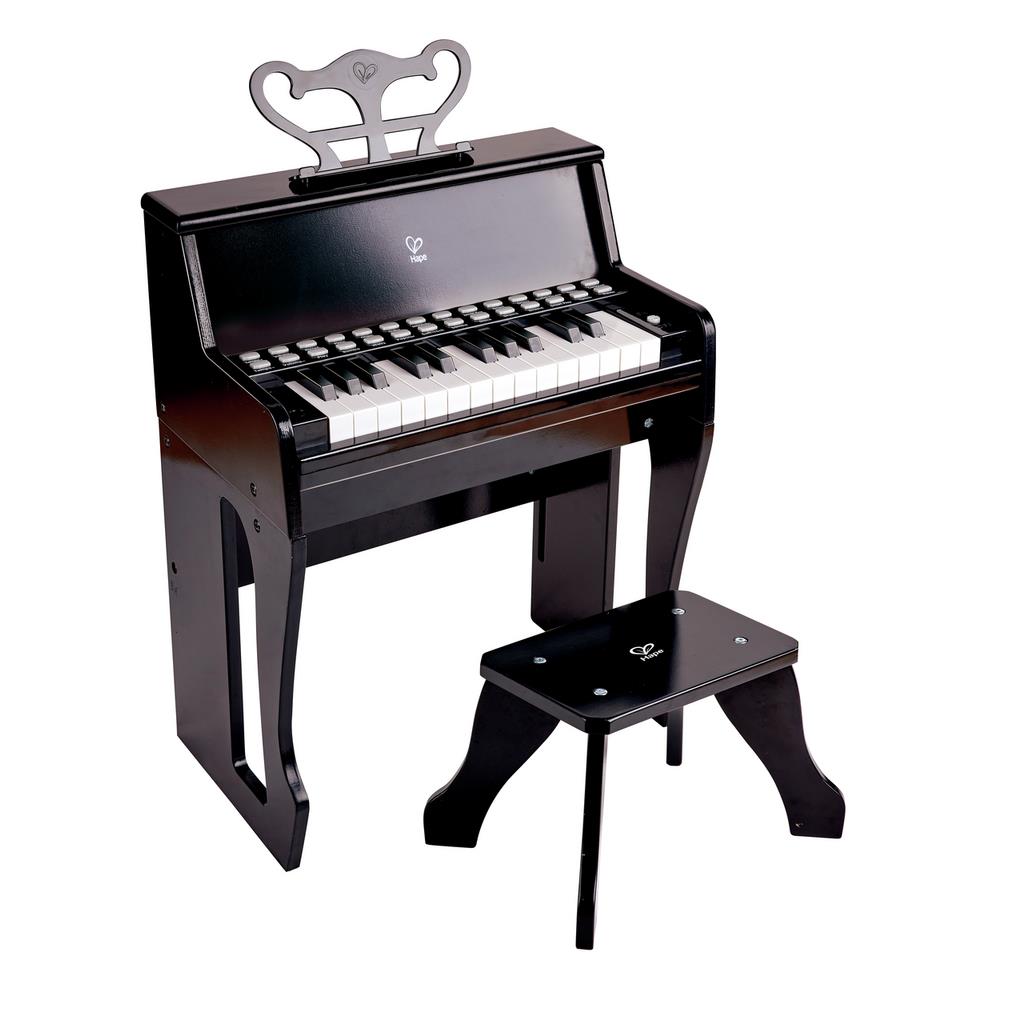 HapeToys Hape Learn with Lights Piano & Stool, Black