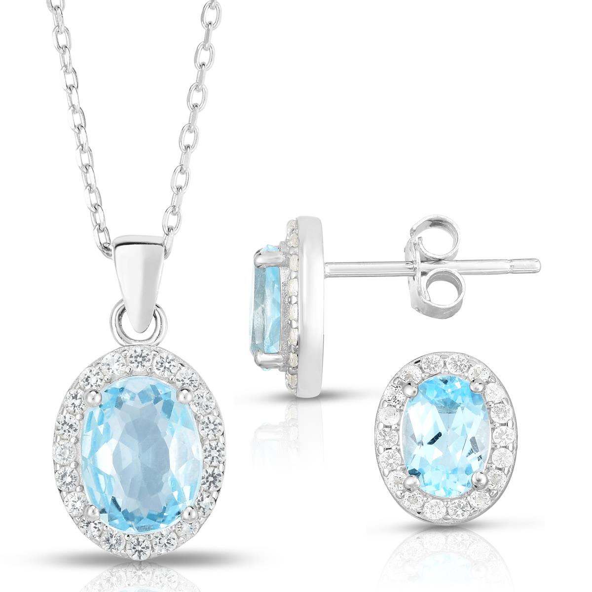 Jilco Inc Blue Topaz Earrings & Necklace Set