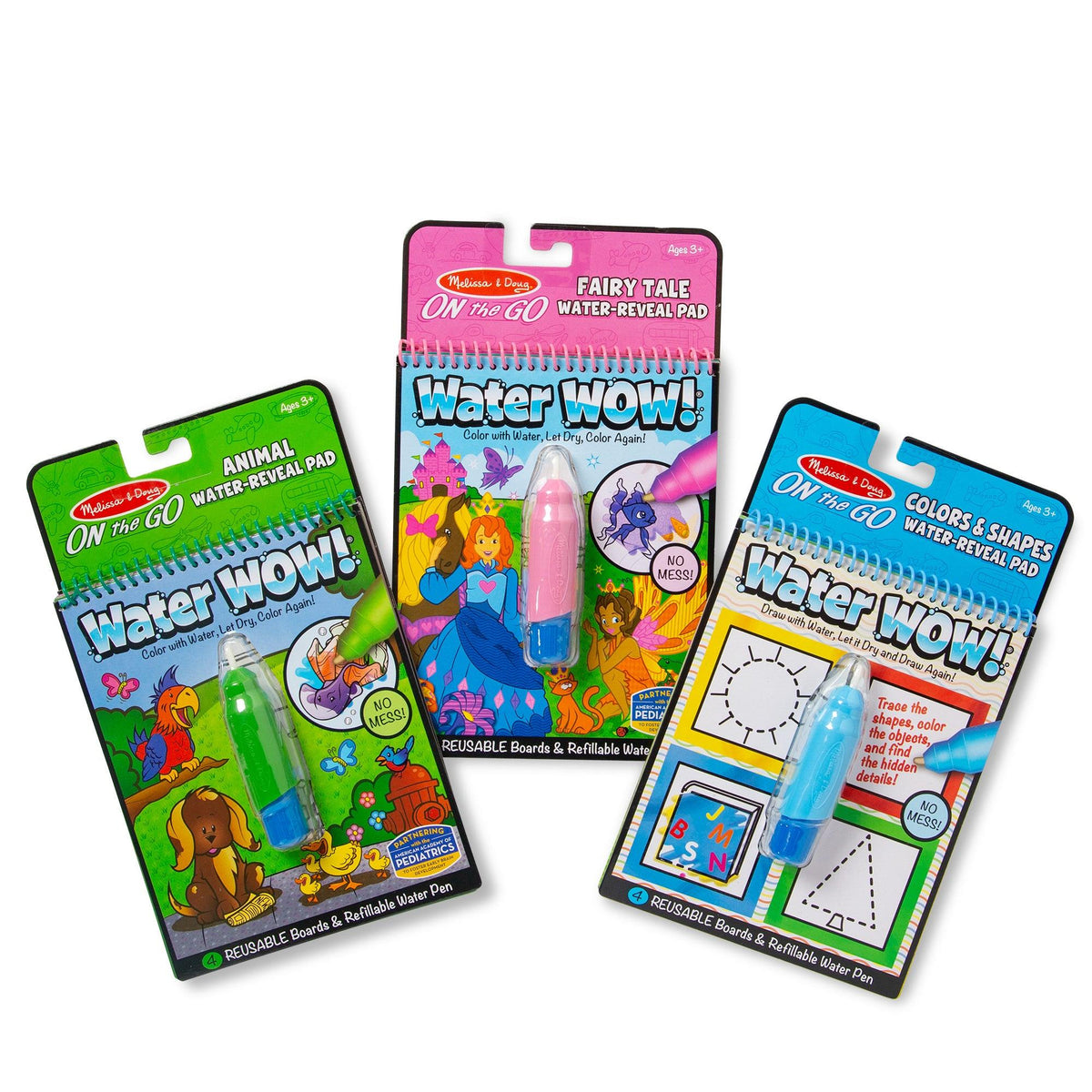 Melissa & Doug Water WOW! 3-Pack Set: Colors & Shapes Fairy Tales Animals Ages 3+ Years