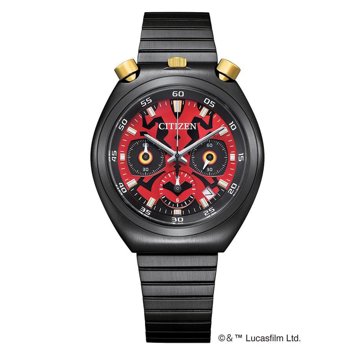 Men's Quartz Star Wars Darth Maul Black Stainless Steel Watch Red Dial