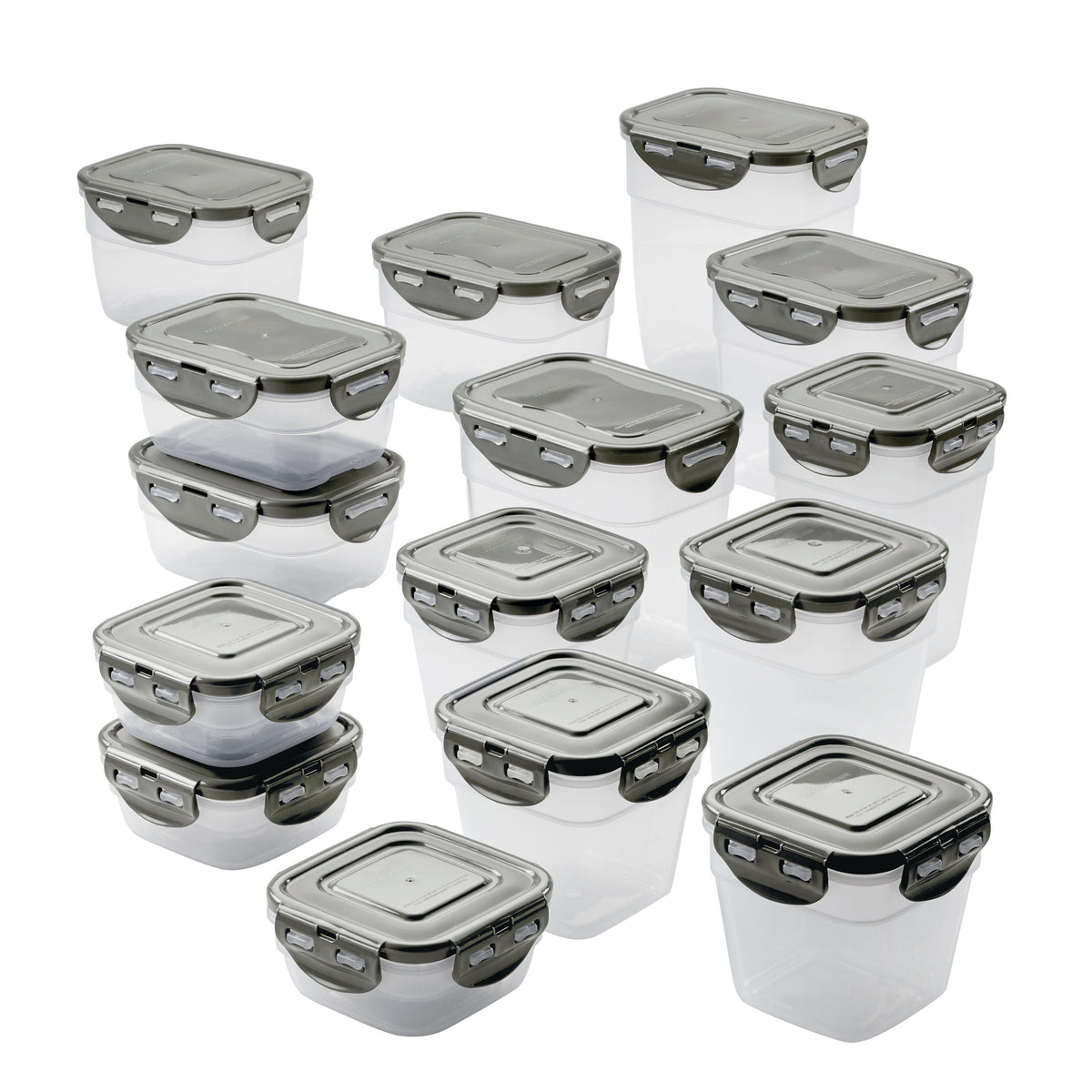 Rachael Ray 30pc Leakproof Stacking Container Food Storage Set Gray