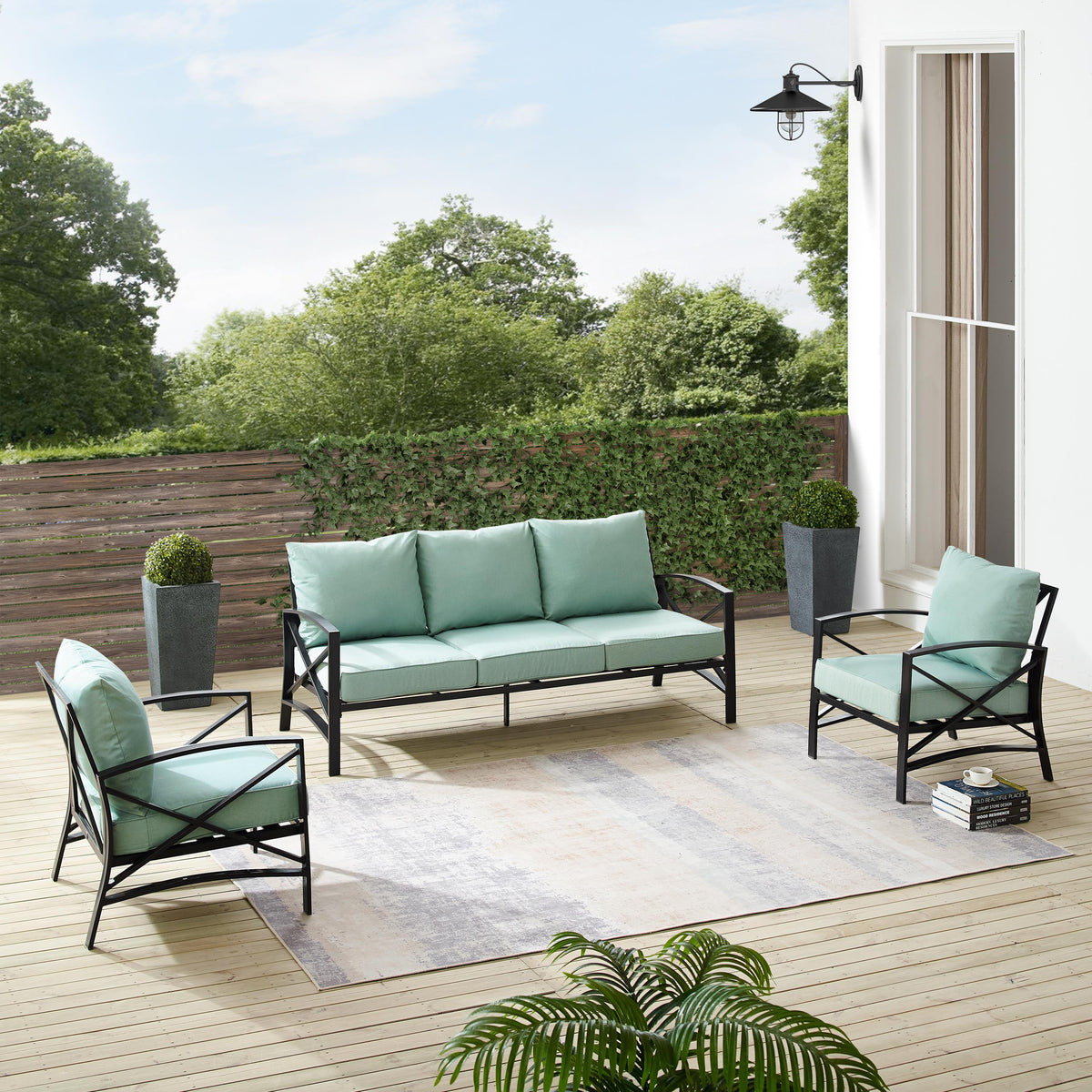 Crosley Outdoor Kaplan 3Pc Outdoor Sofa Patio Furniture Set