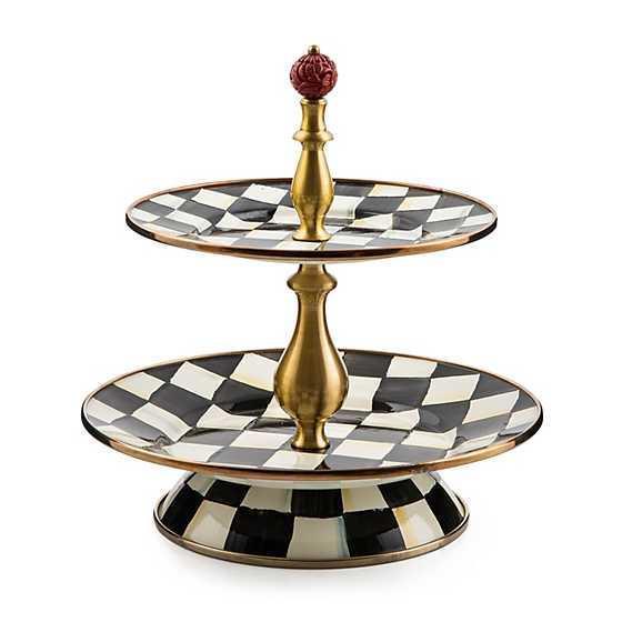 MacKenzie-Childs Royal Check Two Tier Sweet Stand