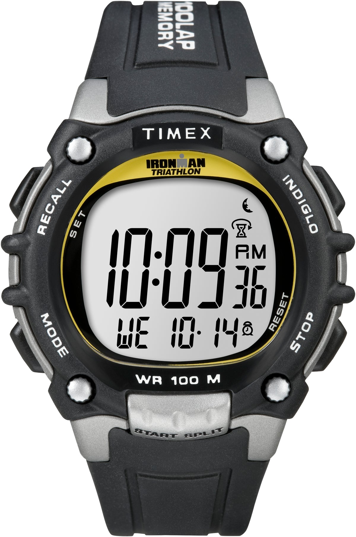 Timex Men's Ironman Traditional 100-Lap Silver-Tone/Black Resin Strap Watch