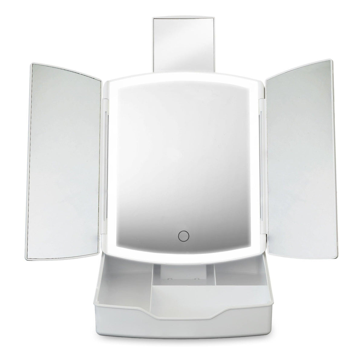 iHome Portable Tri-Fold LED Vanity Mirror w/ Storage Tray