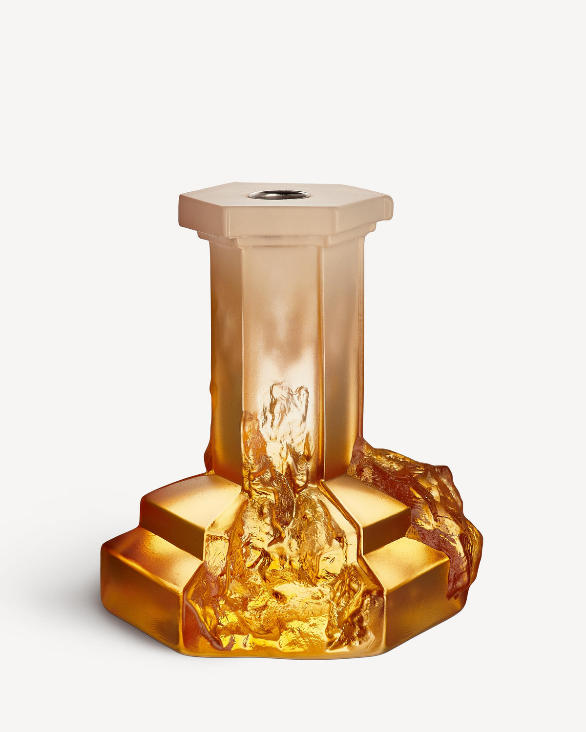 Kosta Boda Rocky Baroque Candlestick Amber Haze Large
