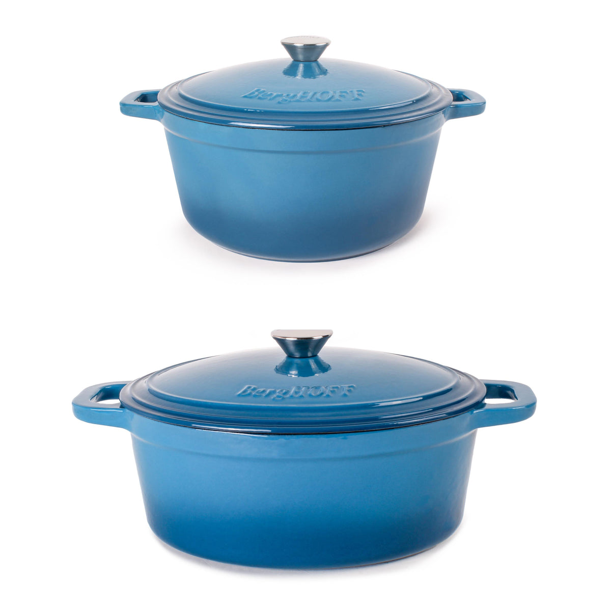 BergHOFF Neo 4pc Cast Iron Cookware Set, 5qt. & 7qt., Blue