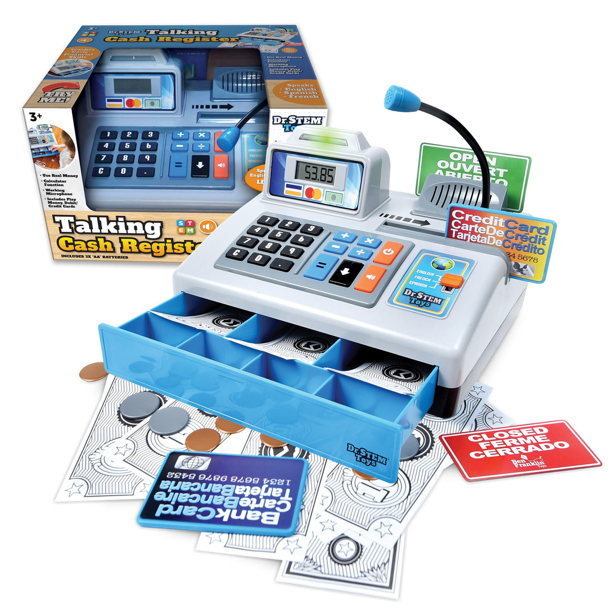 Dr. Stem Toys Multi-Language Talking Cash Register Playset Ages 3+ Years
