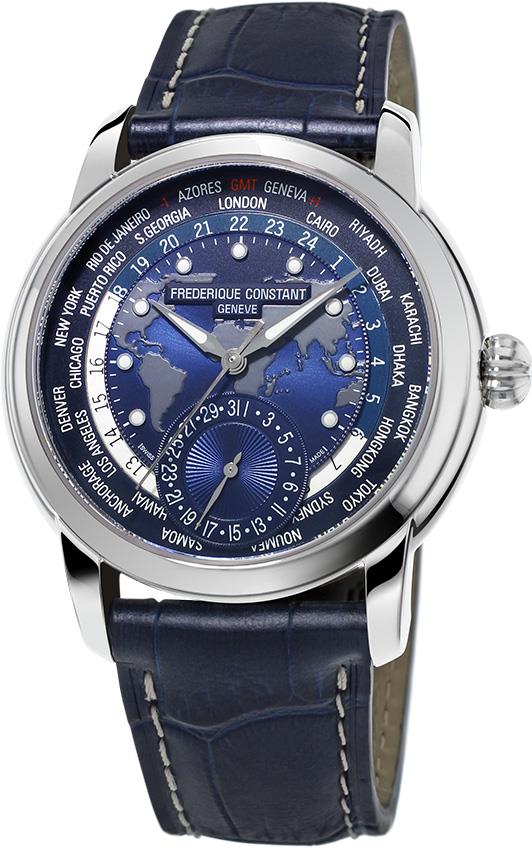 Frederique Constant Men's FC Manufacture Navy Alligator Strap watch with Navy dial