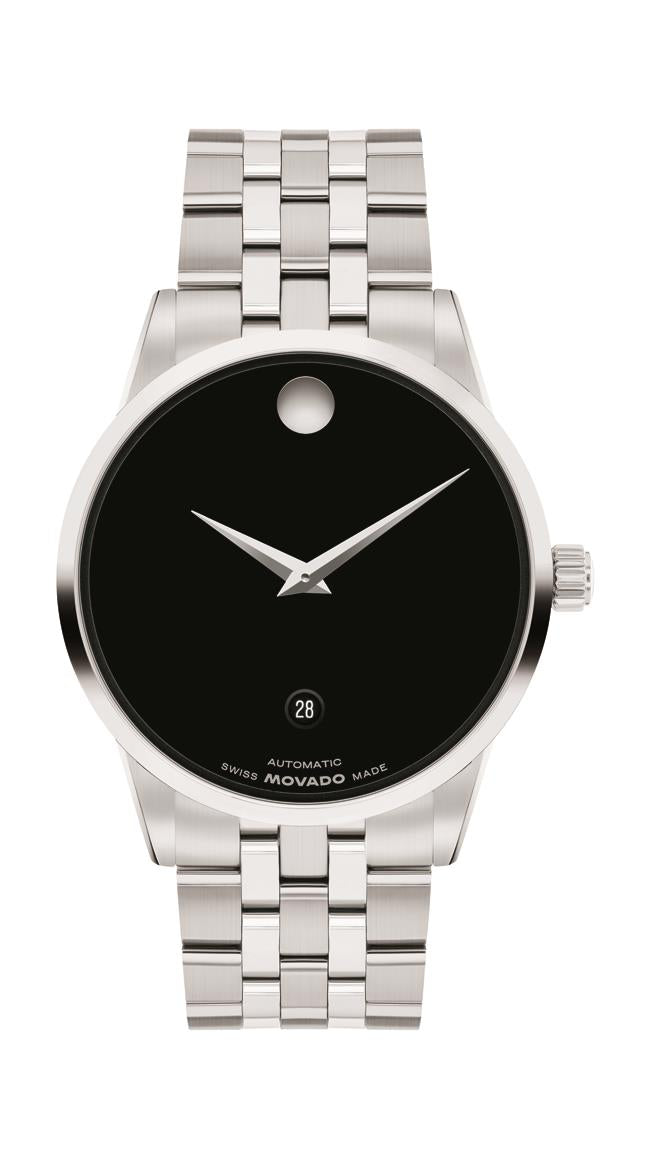 Movado Museum Automatic. Stainless Steel Case & Bracelet. Black Dial
