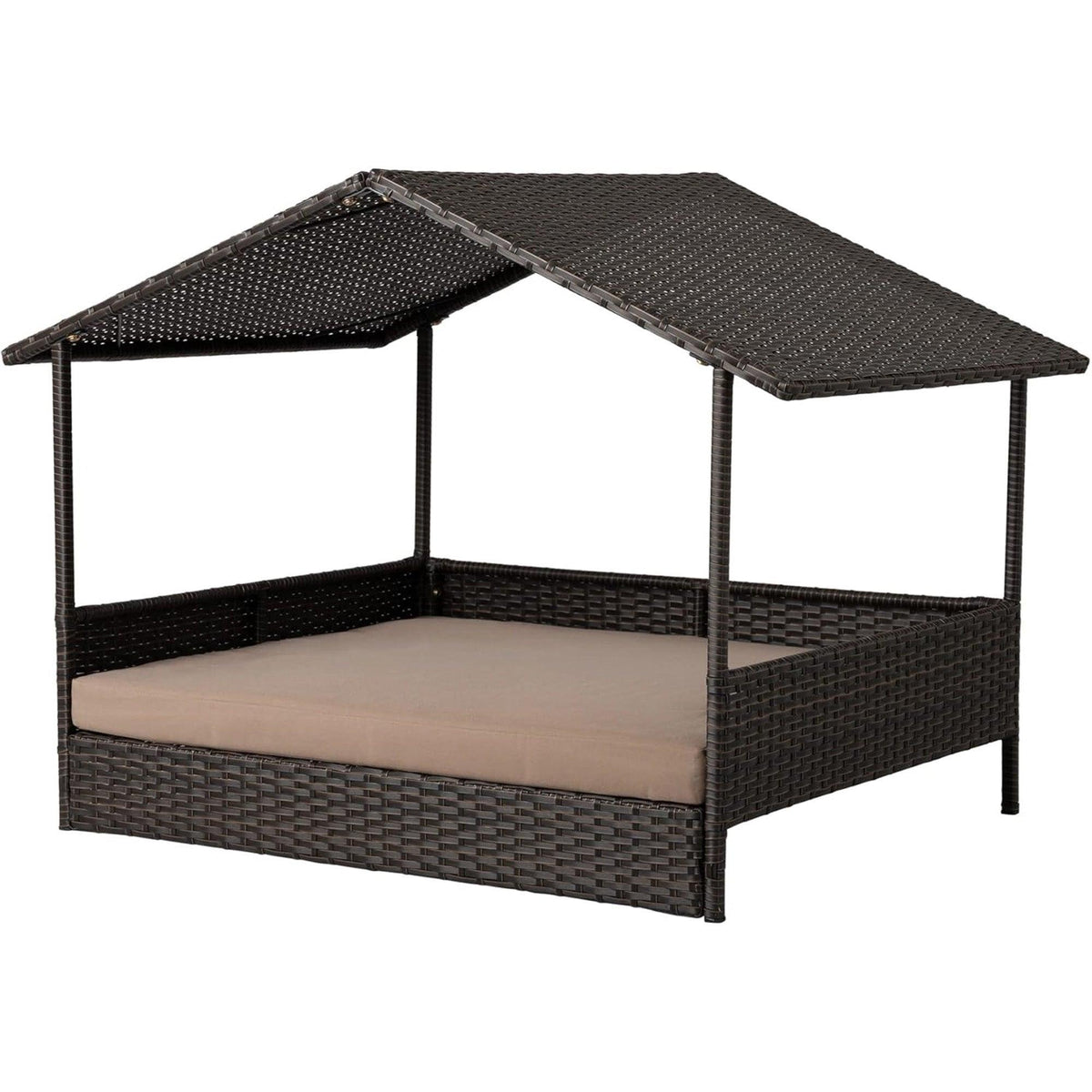 Huntley Pet Rattan Wicker Indoor/Outdoor Cabana Raised Pet Bed