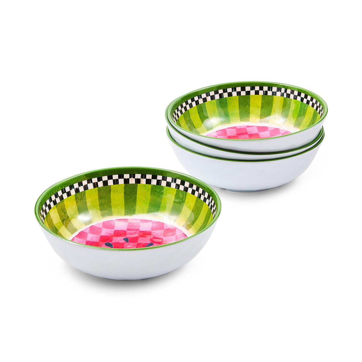 MacKenzie-Childs Blue Marble Check Melamine Small Bowls, Set of 4