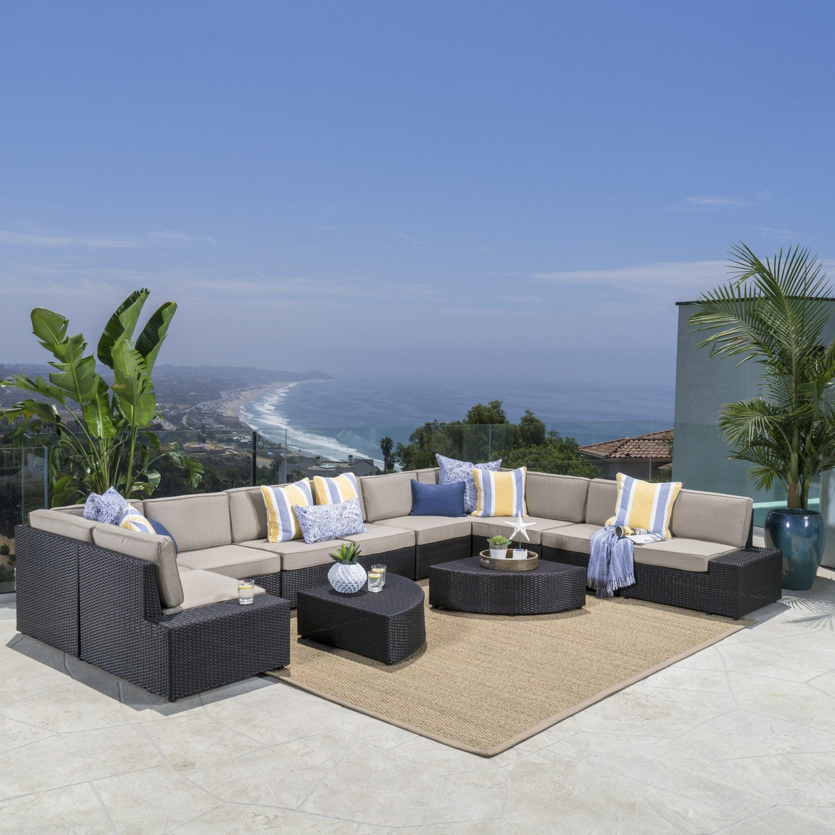 Stark Home Keyst1 12Pc Outdoor Wicker Sectional Sofa Set