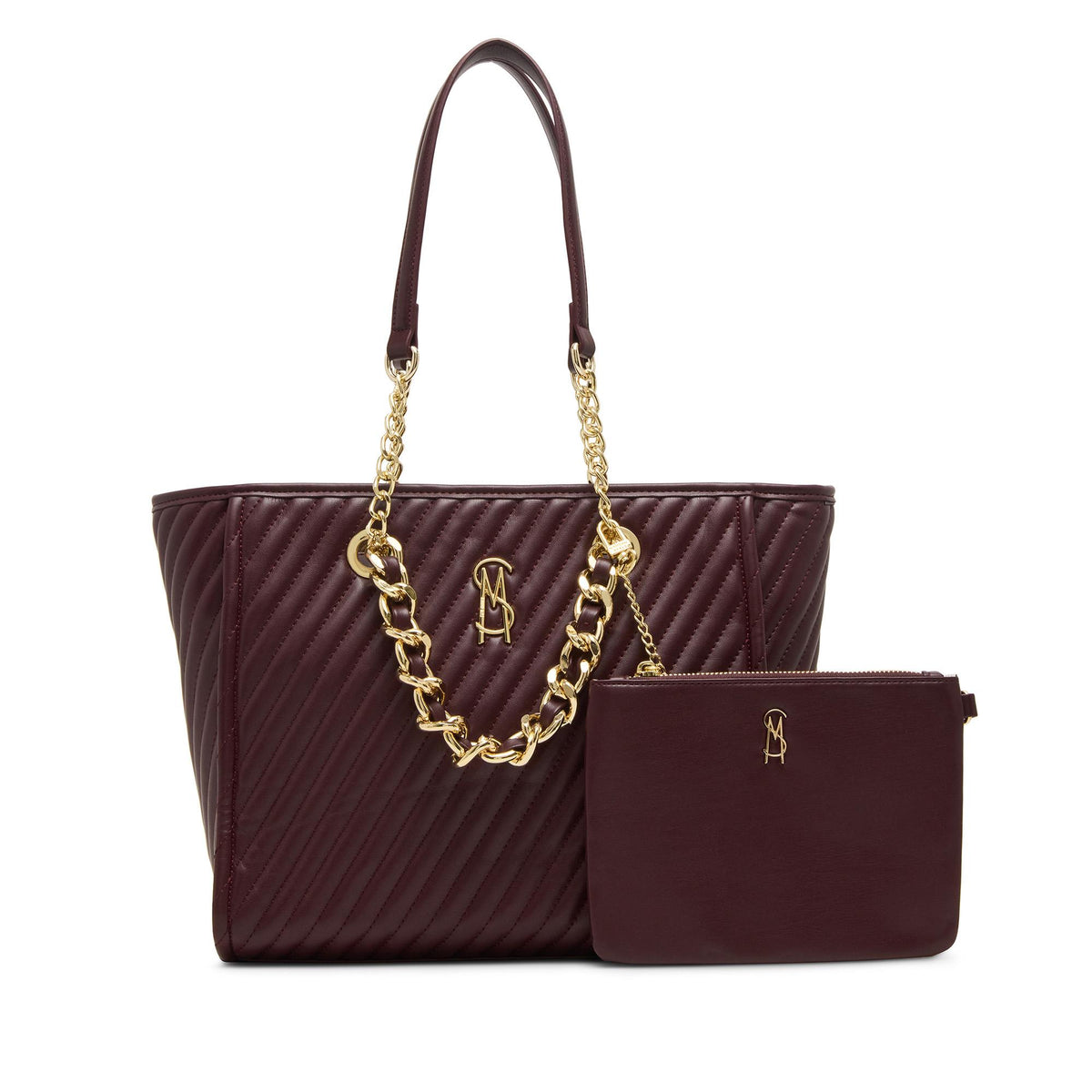 Steve Madden KATTT Diagonal Quilted Large Tote - Wine