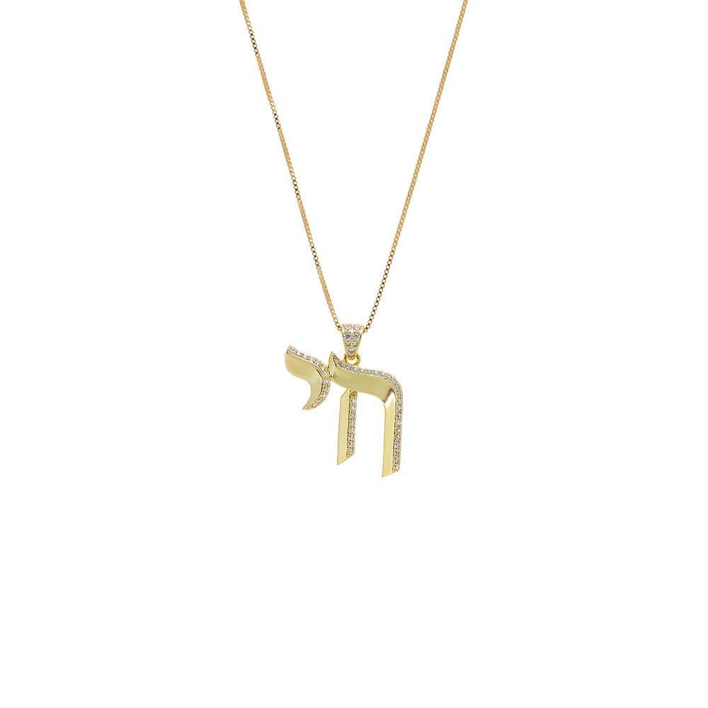 Adina Eden CZ Chai Box Chain Pendant Necklace