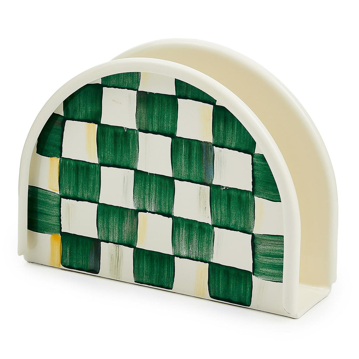 MacKenzie Childs Emerald Check Enamel Napkin Holder