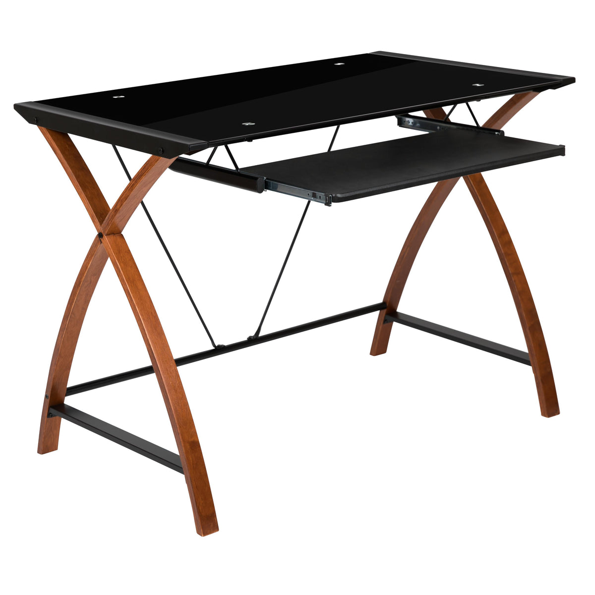 OSC Designs Black Glass Computer Desk